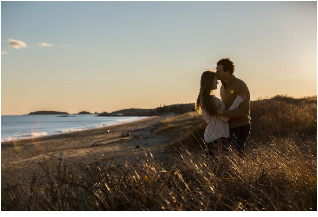 Emily and Justin Golden Hour Reid State Park Engagement