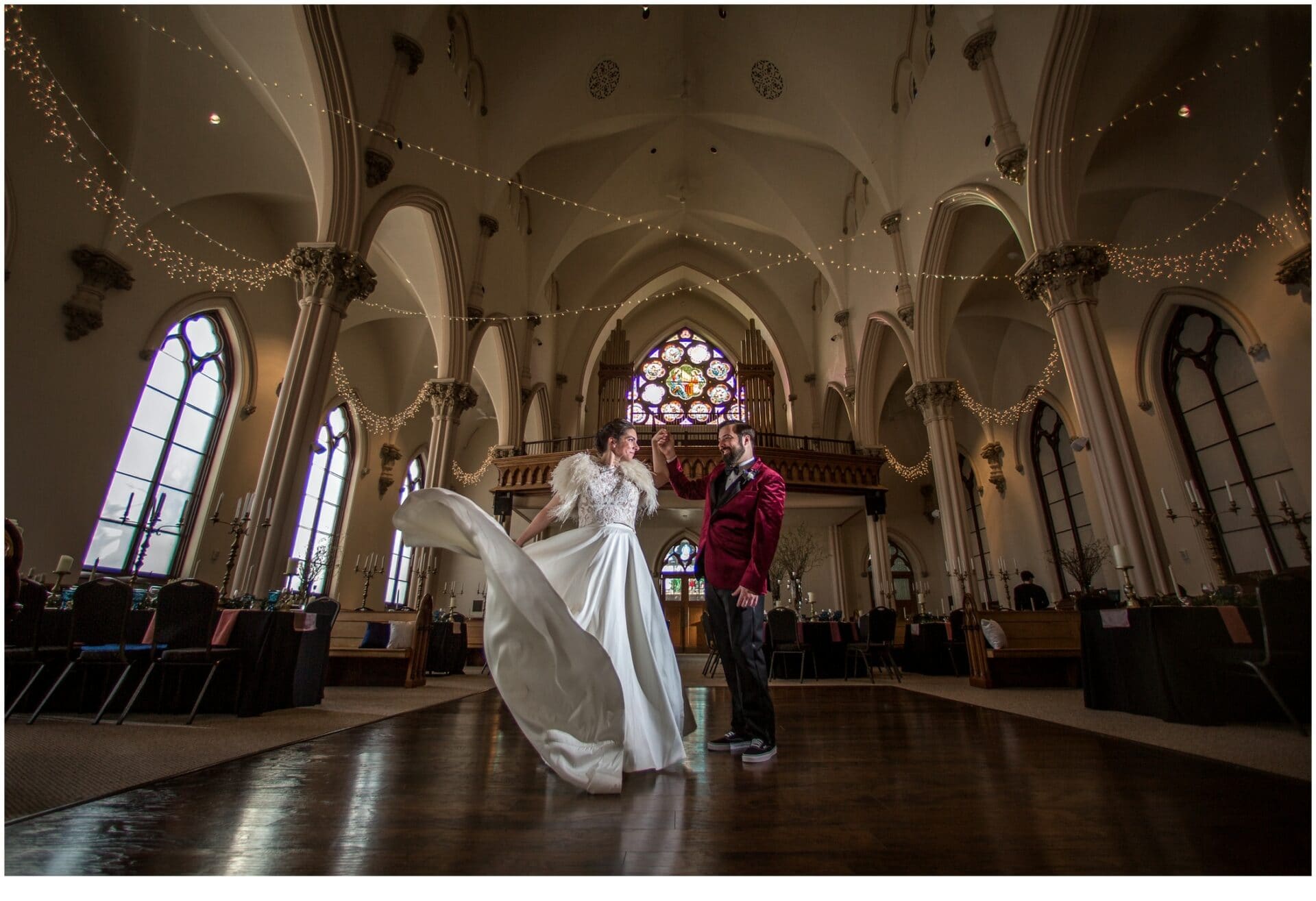 Bill and Meg dancing - A Vintage-Inspired Winter Wedding at Agora Grand